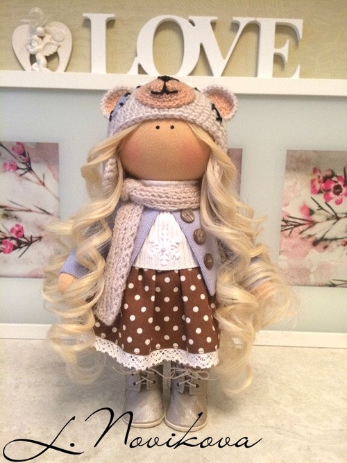 Фото для Интерьерная кукла 30 см  Выполнена из кукольного трикотажа Белый ангел. Набита холлофайбером