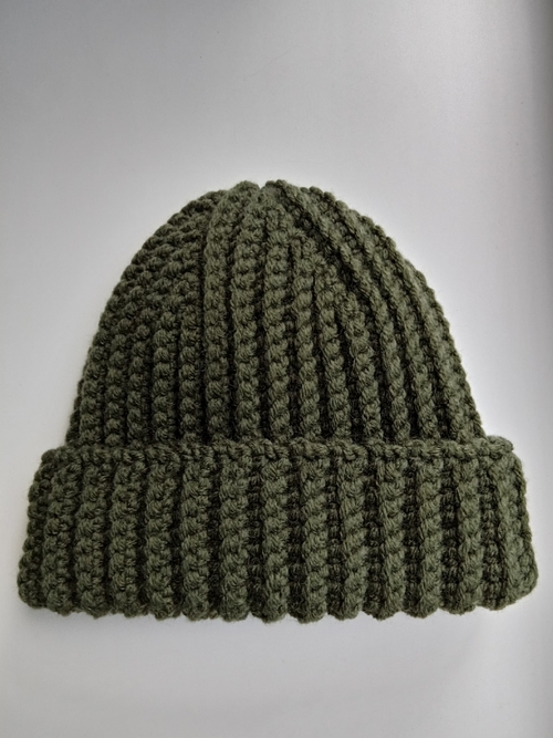 Фото для Зимняя шапка бини из полушерсти цвета хаки