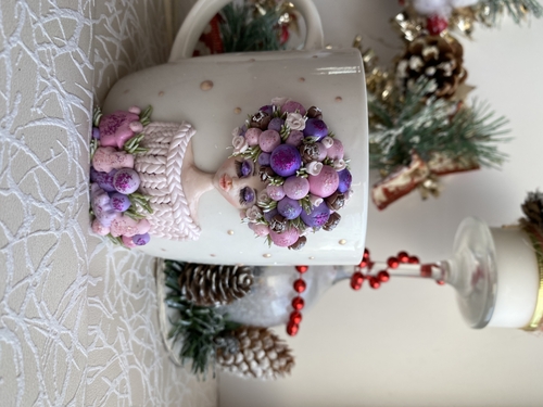 Photo of Кружка с декором из полимерной глины подарок на Новый год 🎄
